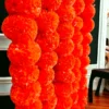 KIH Set of 5 Marigold Garland 5 Ft Long Strands Flower Garland Decorations Indian Wedding Backdrops, Flower Garland for Pooja, Wedding, Christmas, Events, Diwali (Red)